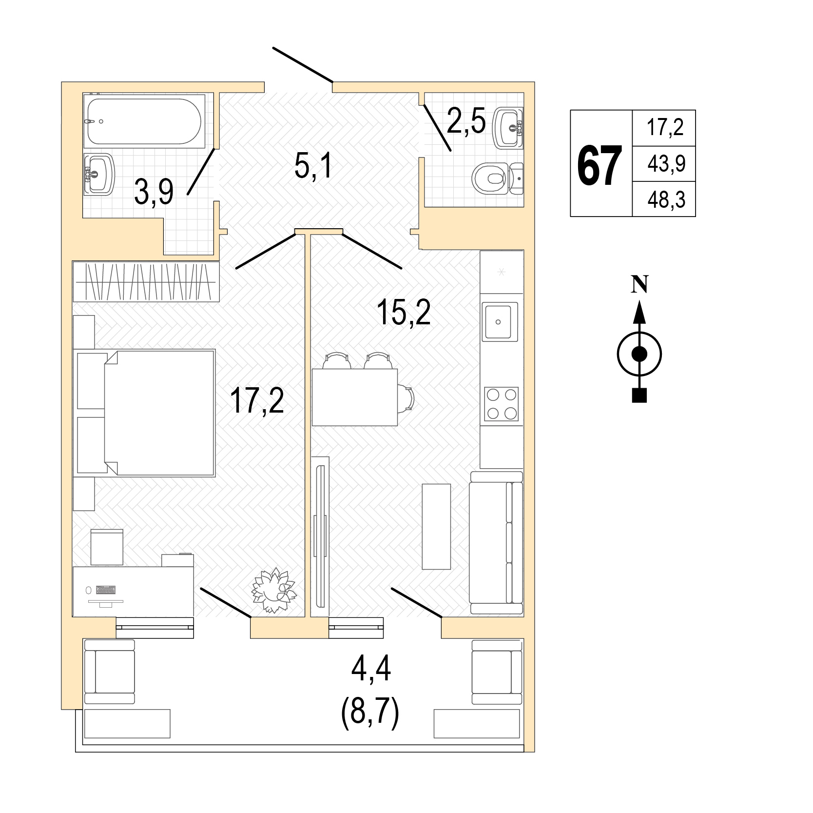 Однокомнатная квартира №67 фото