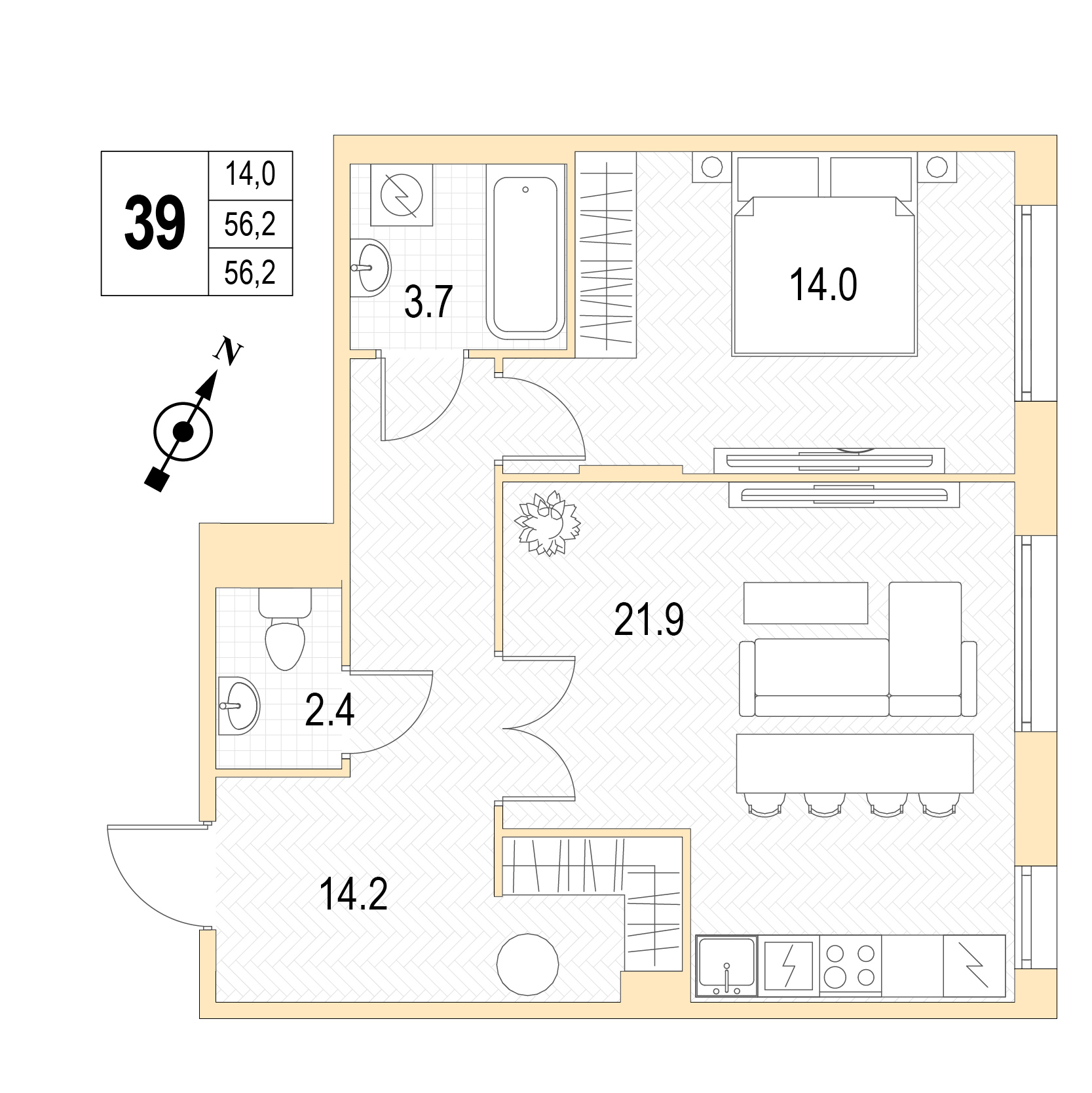 Однокомнатная квартира №39 фото