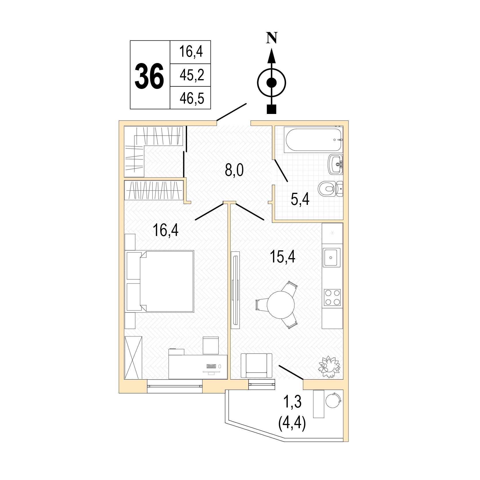 Однокомнатная квартира №36 фото