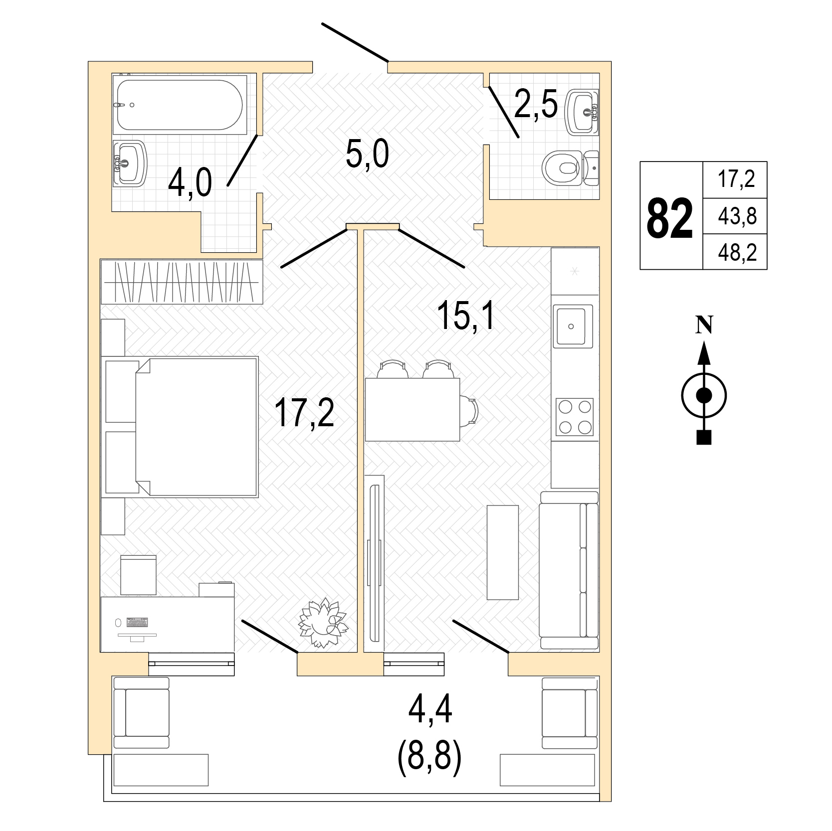 Однокомнатная квартира №82 фото