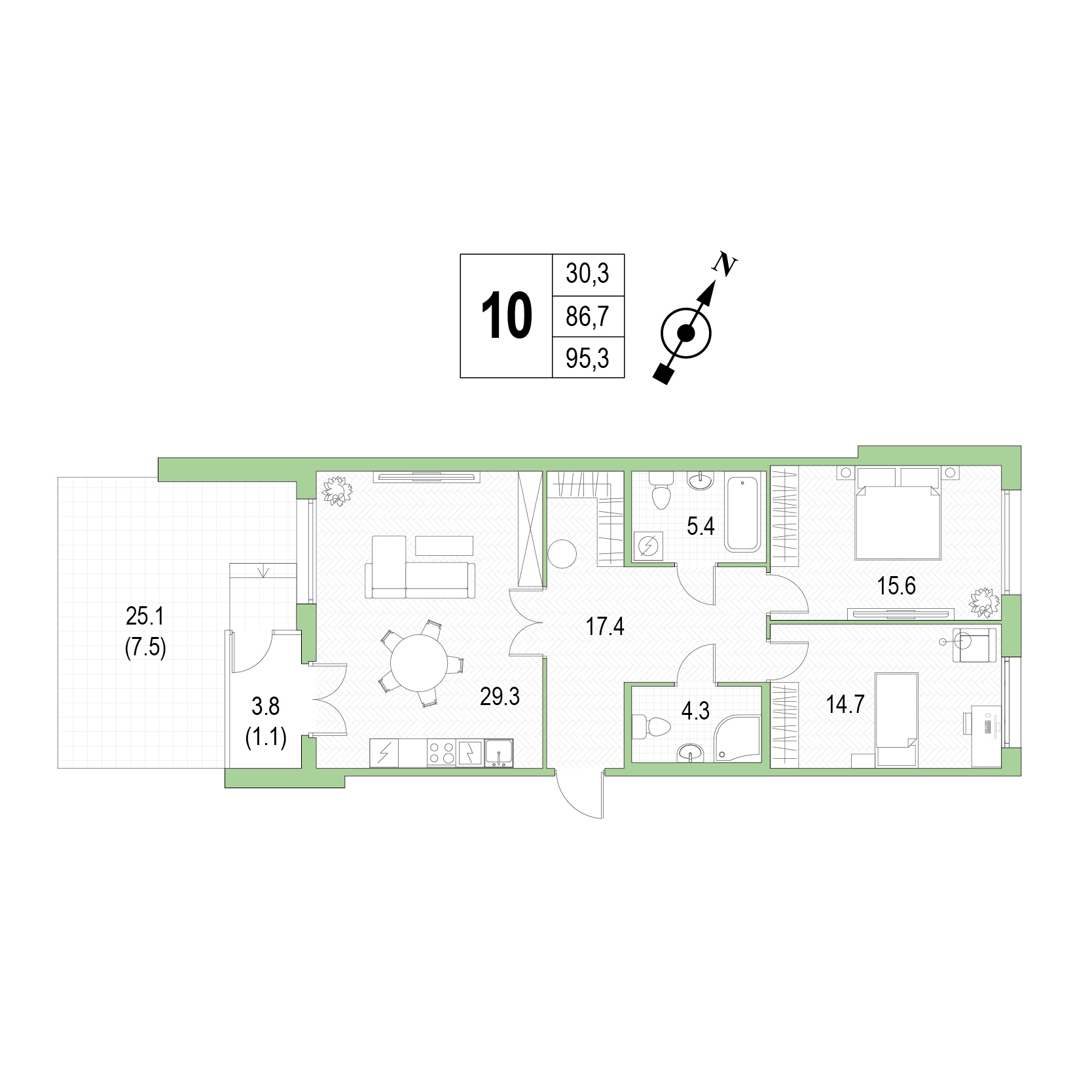 Двухкомнатная квартира №10 фото