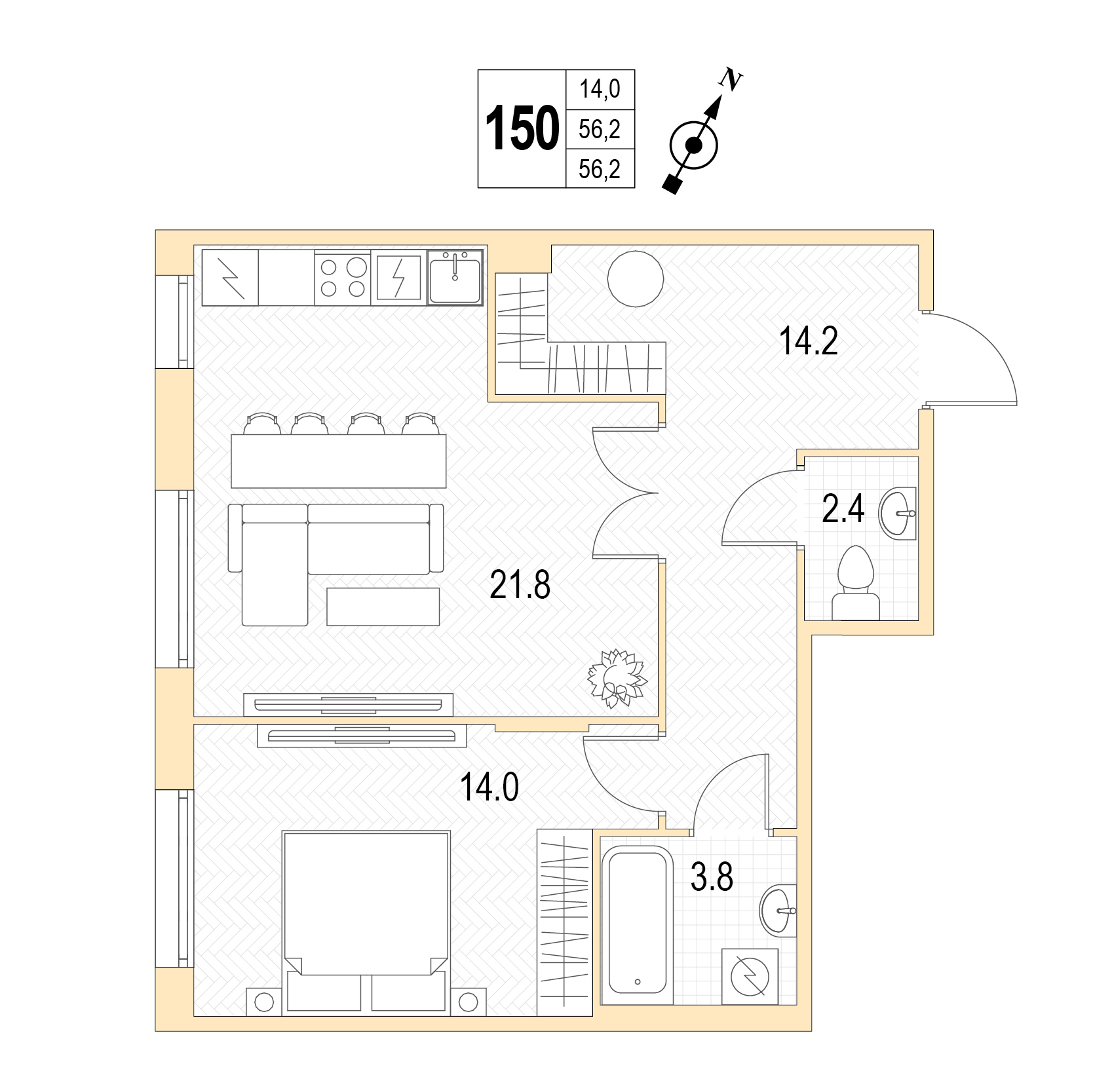 Однокомнатная квартира №150 фото